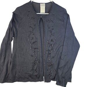 Koret 1990s Medium Beaded Silk Cardigan Elegant Embellished Vintage Formalwear